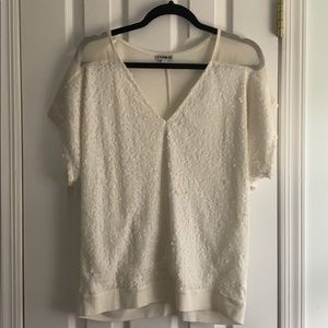 Off-White/ Cream Matte sequin front top